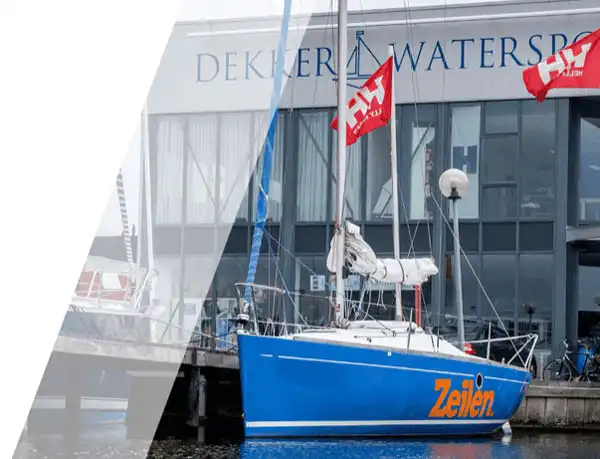Dekker Watersport shop and sailing boat