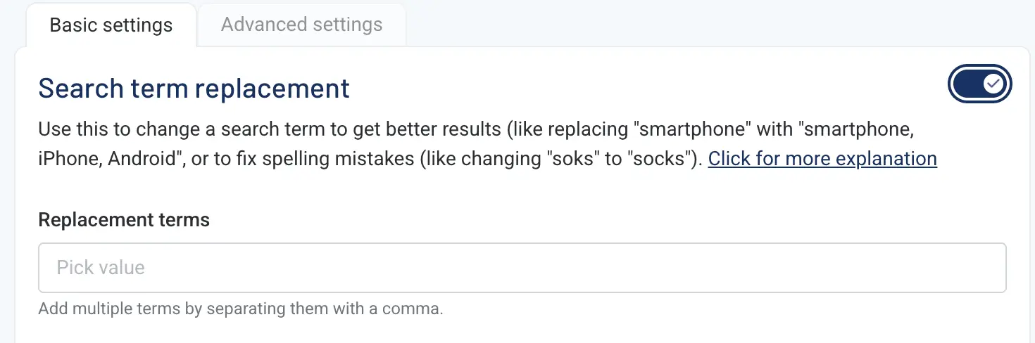 Search Term Replacements