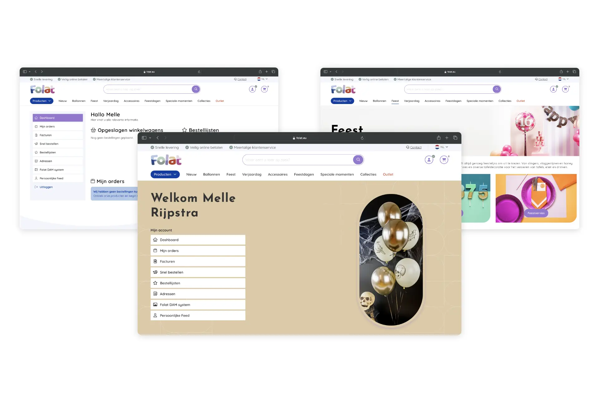 Folat webshop different screens